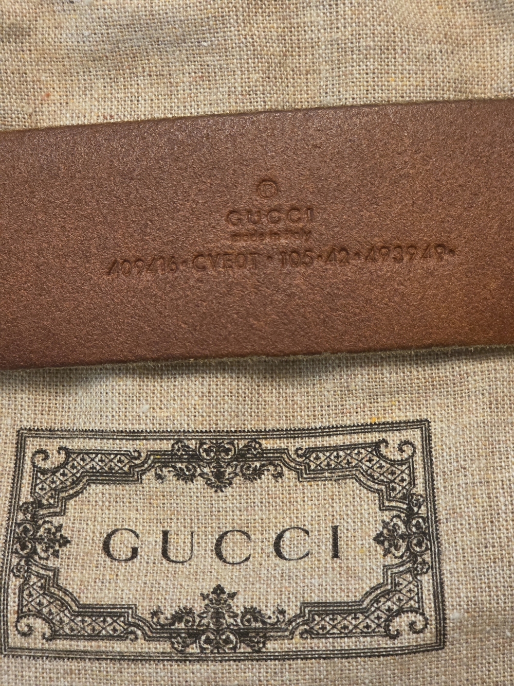 Gucci Brown Leather Belt with Gold Double G Buckle - Picture 4 of 6